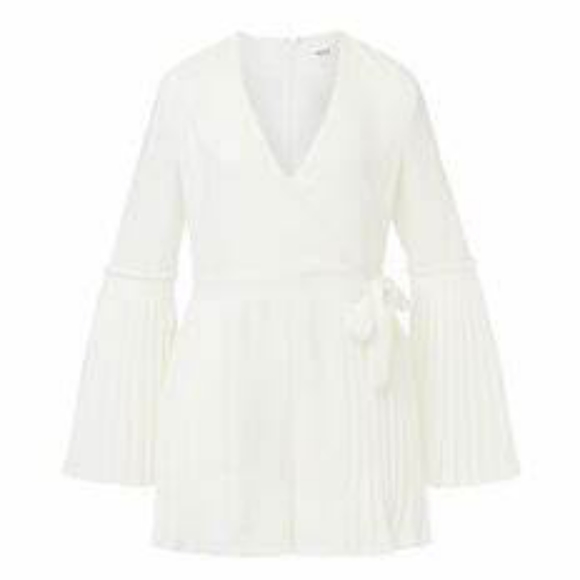 SEED HERITAGE White Pleat Detail Bell Sleeve Romper Onesie Playsuit NWT RRP$170 - Picture 3 of 9